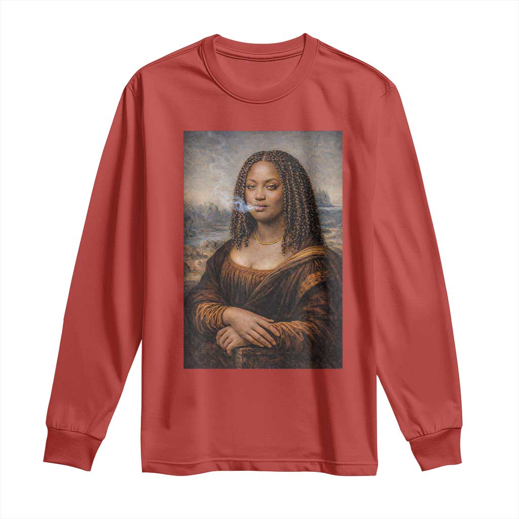 Funny Black Mona Lisa Long Sleeve Shirt African American Pride TS12 Red Print Your Wear