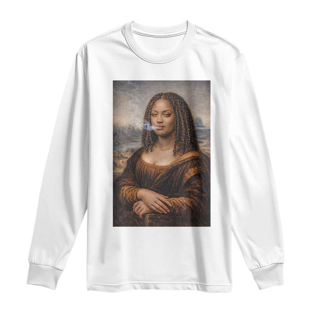 Funny Black Mona Lisa Long Sleeve Shirt African American Pride TS12 White Print Your Wear
