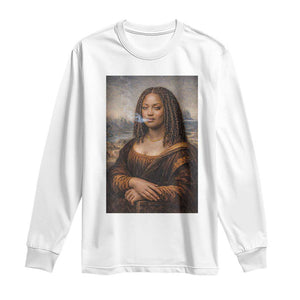 Funny Black Mona Lisa Long Sleeve Shirt African American Pride TS12 White Print Your Wear