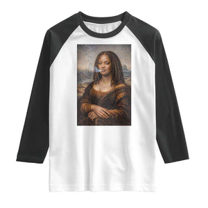 Funny Black Mona Lisa Raglan Shirt African American Pride TS12 White Black Print Your Wear