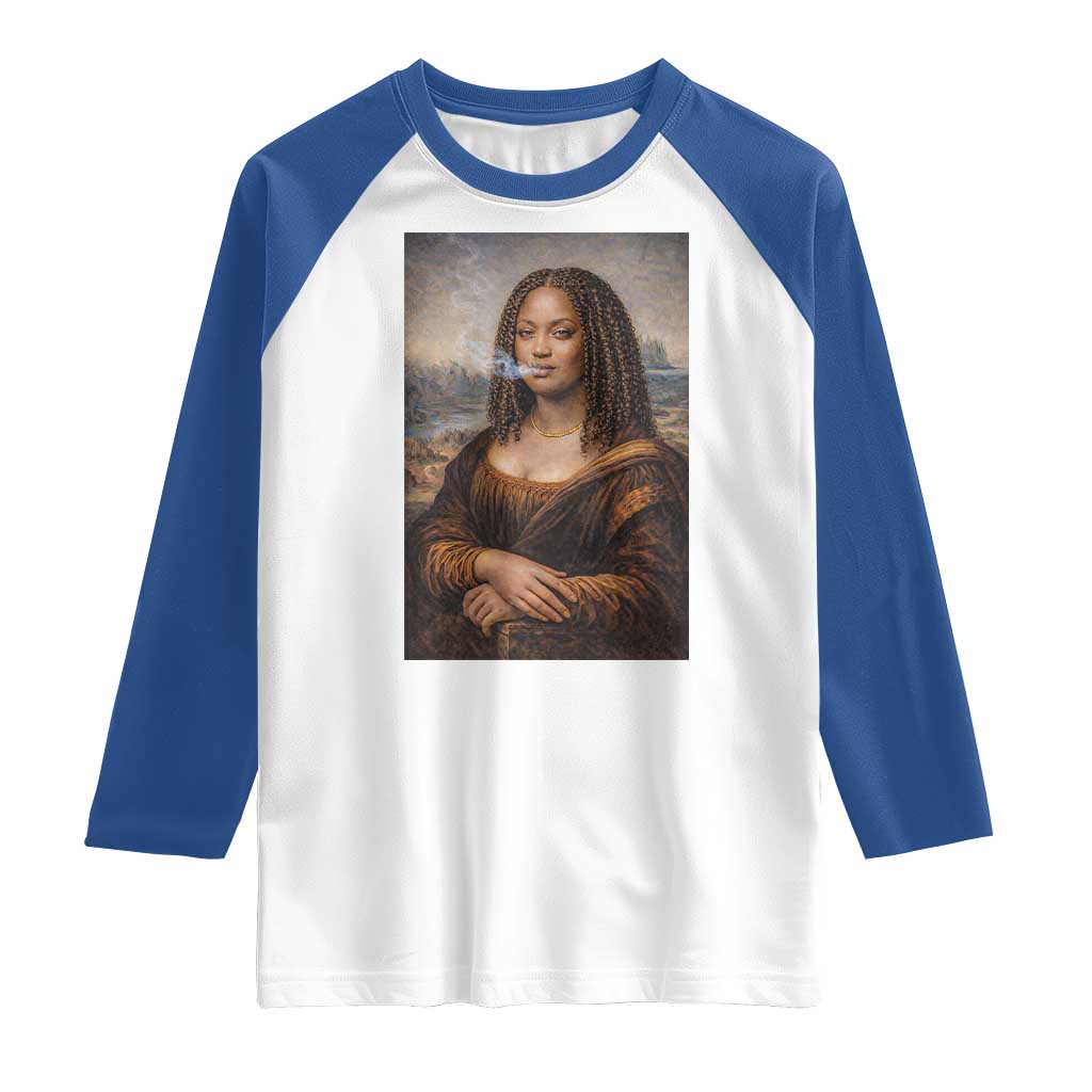 Funny Black Mona Lisa Raglan Shirt African American Pride TS12 White Royal Print Your Wear