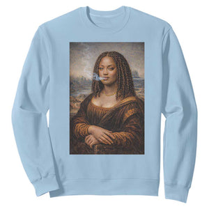 Funny Black Mona Lisa Sweatshirt African American Pride TS12 Light Blue Print Your Wear