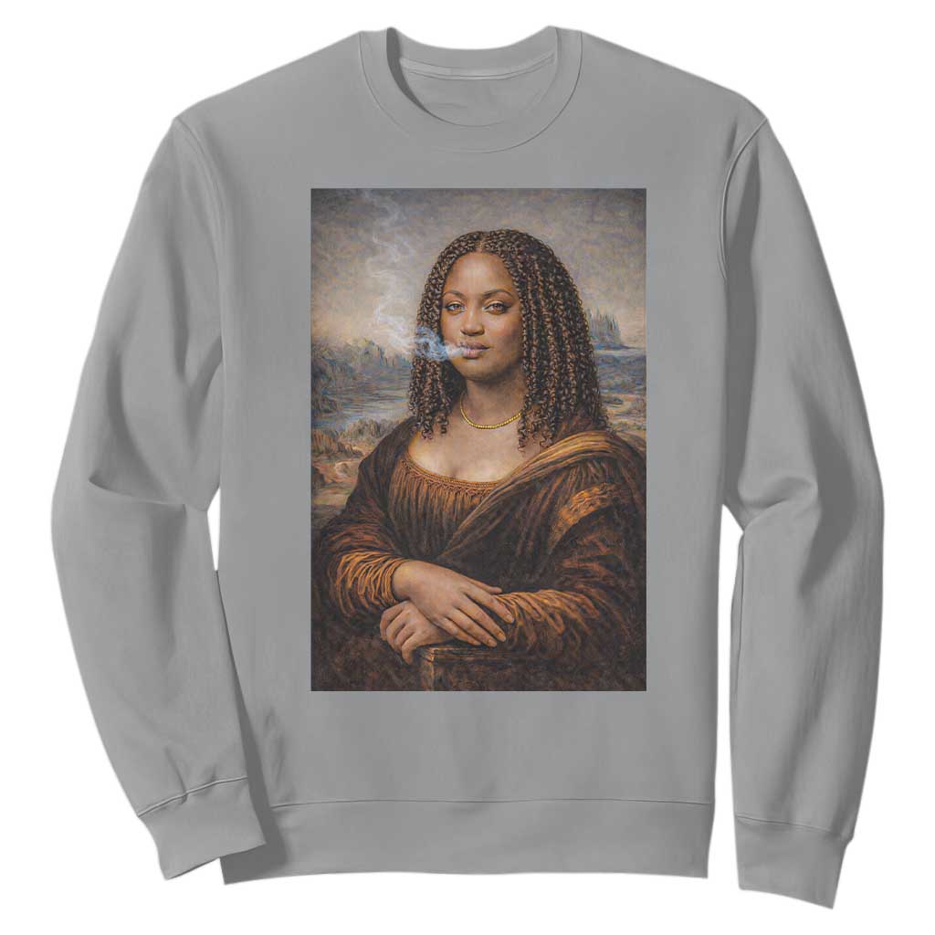 Funny Black Mona Lisa Sweatshirt African American Pride TS12 Sport Gray Print Your Wear