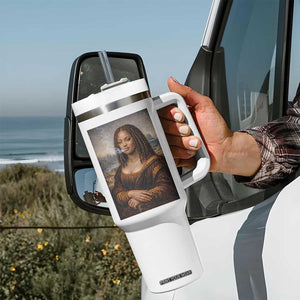 Funny Black Mona Lisa Tumbler With Handle African American Pride TS12 Print Your Wear