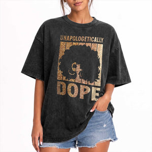 Melanin Queen Glitter Print Washed Cotton T-Shirt Unapologetically Dope