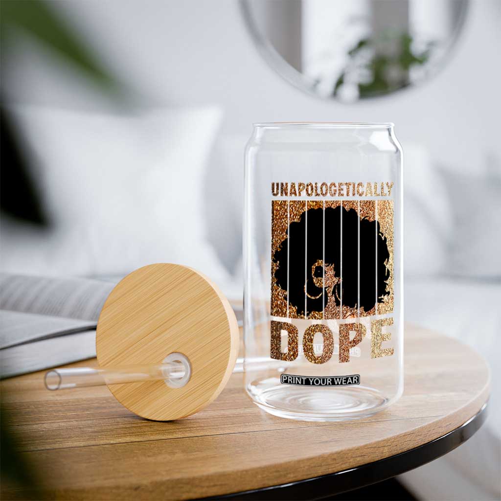 Melanin Queen Glitter Print Glass Can Unapologetically Dope TS12 Print Your Wear