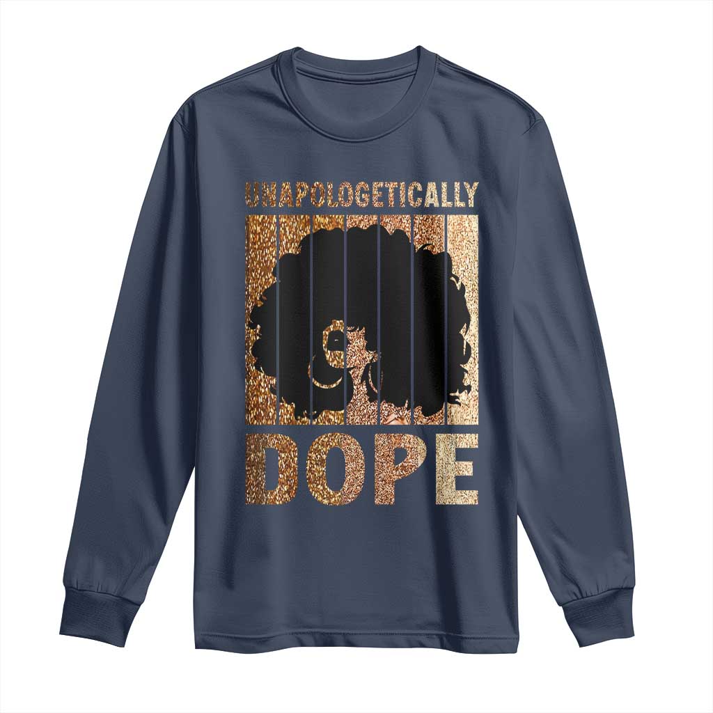 Melanin Queen Glitter Print Long Sleeve Shirt Unapologetically Dope TS12 Navy Print Your Wear