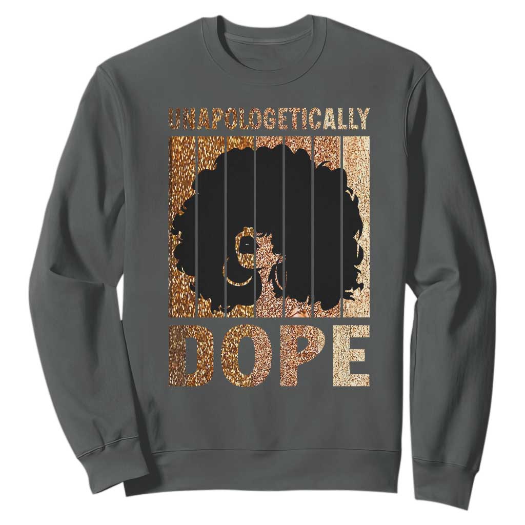 Melanin Queen Glitter Print Sweatshirt Unapologetically Dope TS12 Dark Heather Print Your Wear