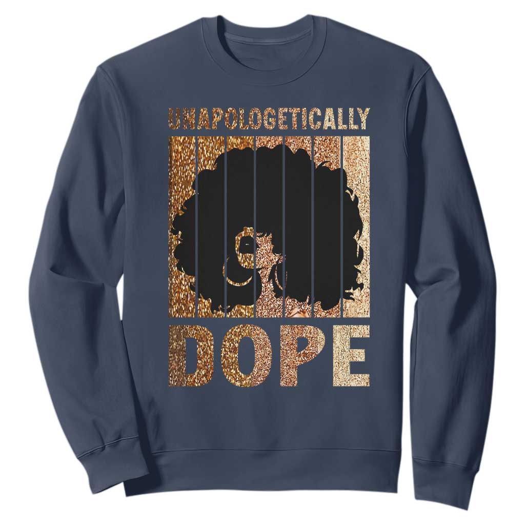 Melanin Queen Glitter Print Sweatshirt Unapologetically Dope TS12 Navy Print Your Wear