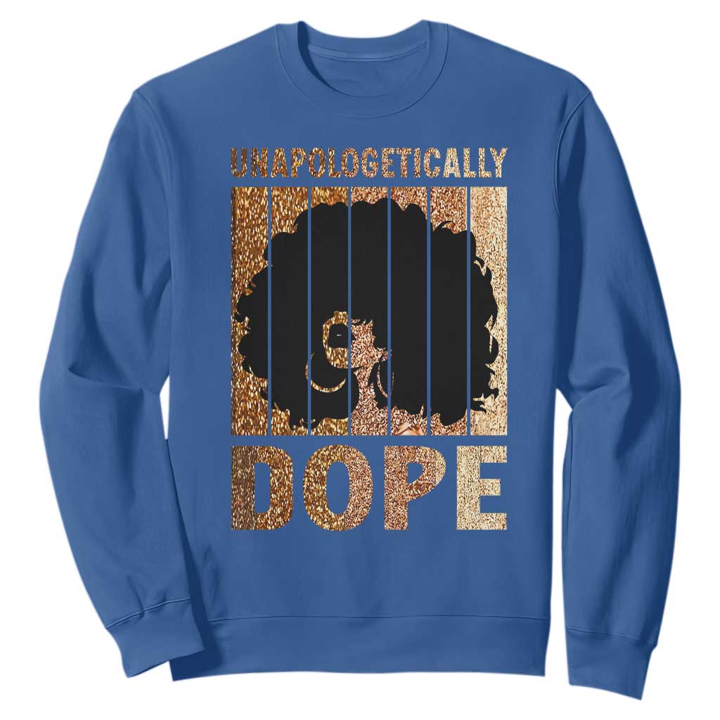 Melanin Queen Glitter Print Sweatshirt Unapologetically Dope TS12 Royal Blue Print Your Wear