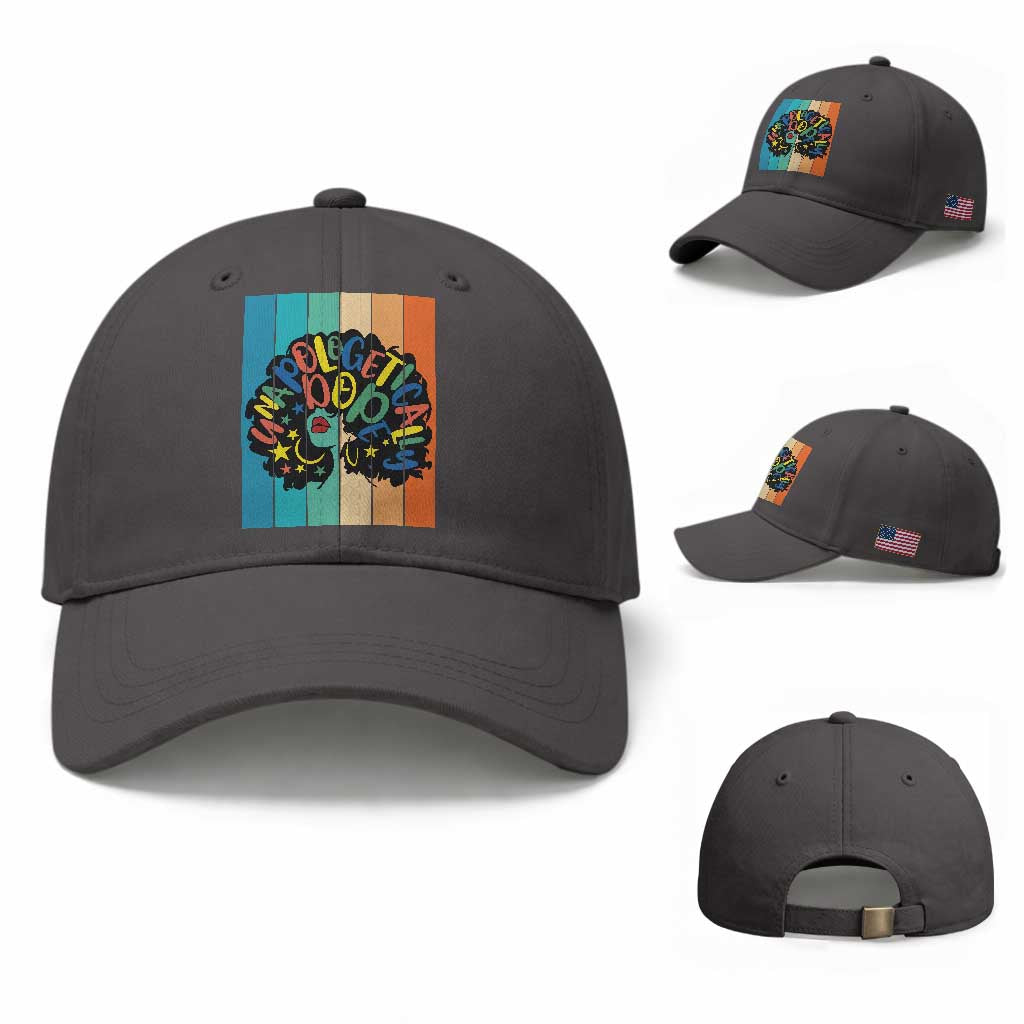 Black Girl Magic Pride Baseball Cap Unapologetically Dope Retro Sunset TS12 Baseball Cap Universal Fit Dark Gray Print Your Wear