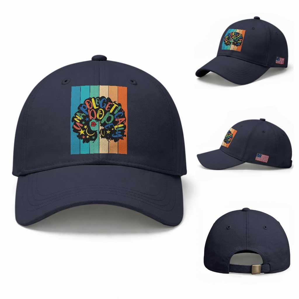 Black Girl Magic Pride Baseball Cap Unapologetically Dope Retro Sunset TS12 Baseball Cap Universal Fit Navy Print Your Wear