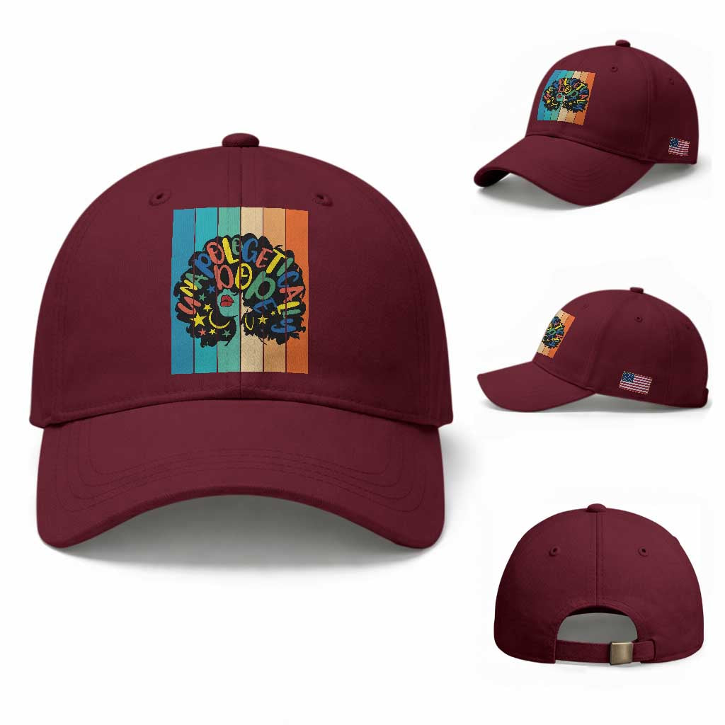 Black Girl Magic Pride Baseball Cap Unapologetically Dope Retro Sunset TS12 Baseball Cap Universal Fit Maroon Print Your Wear