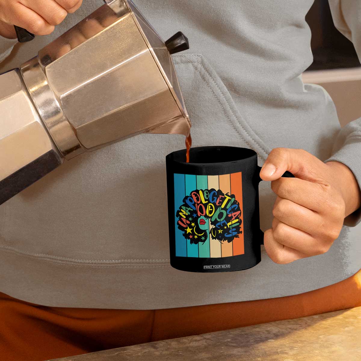 Black Girl Magic Pride Coffee Mug Unapologetically Dope Retro Sunset TS12 Print Your Wear