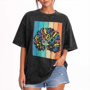 Black Girl Magic Pride Washed Cotton T-Shirt Unapologetically Dope Retro Sunset