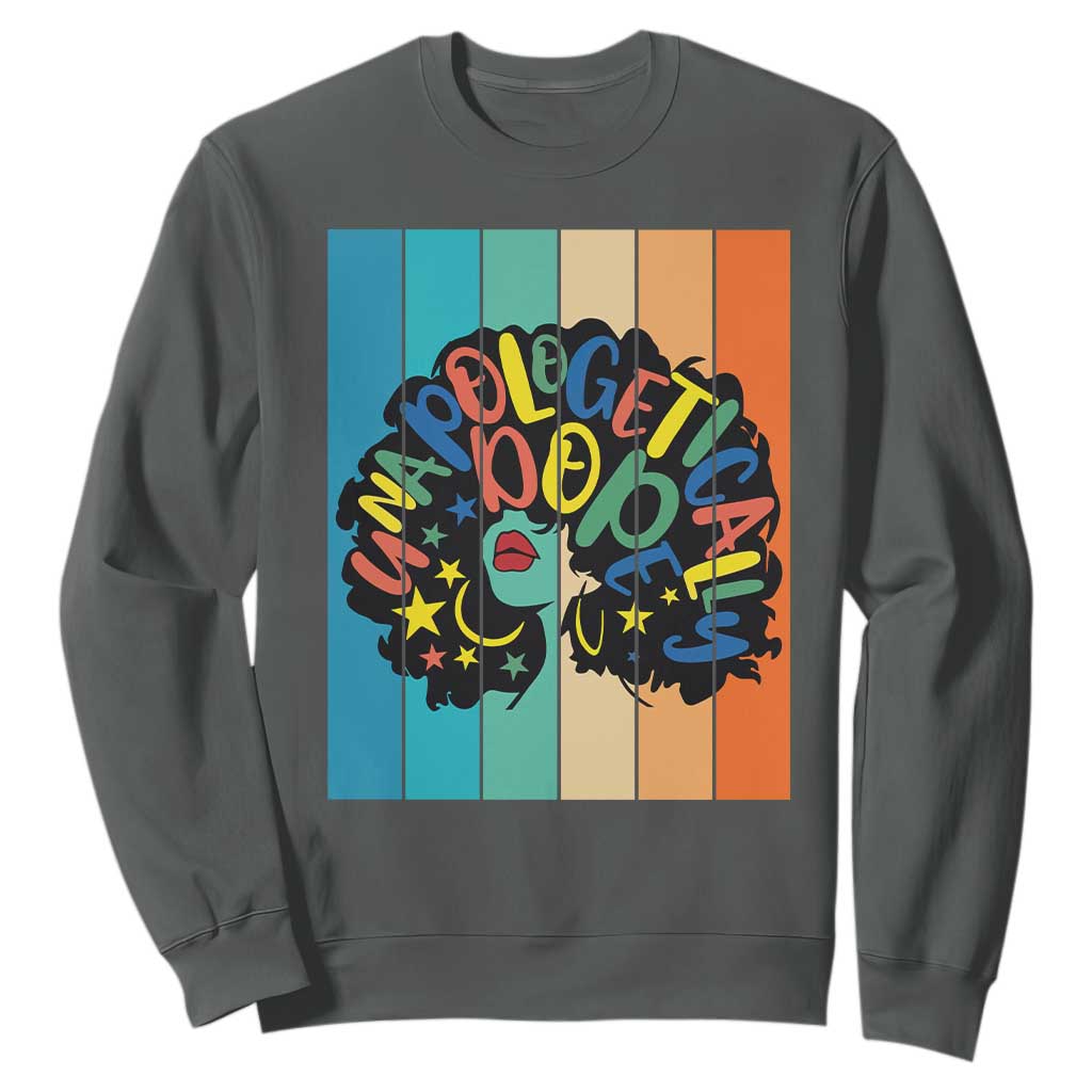 Black Girl Magic Pride Sweatshirt Unapologetically Dope Retro Sunset TS12 Dark Heather Print Your Wear
