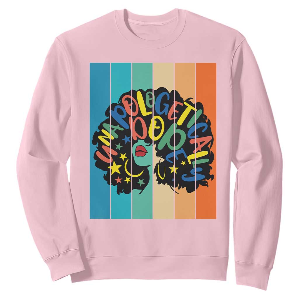 Black Girl Magic Pride Sweatshirt Unapologetically Dope Retro Sunset TS12 Light Pink Print Your Wear
