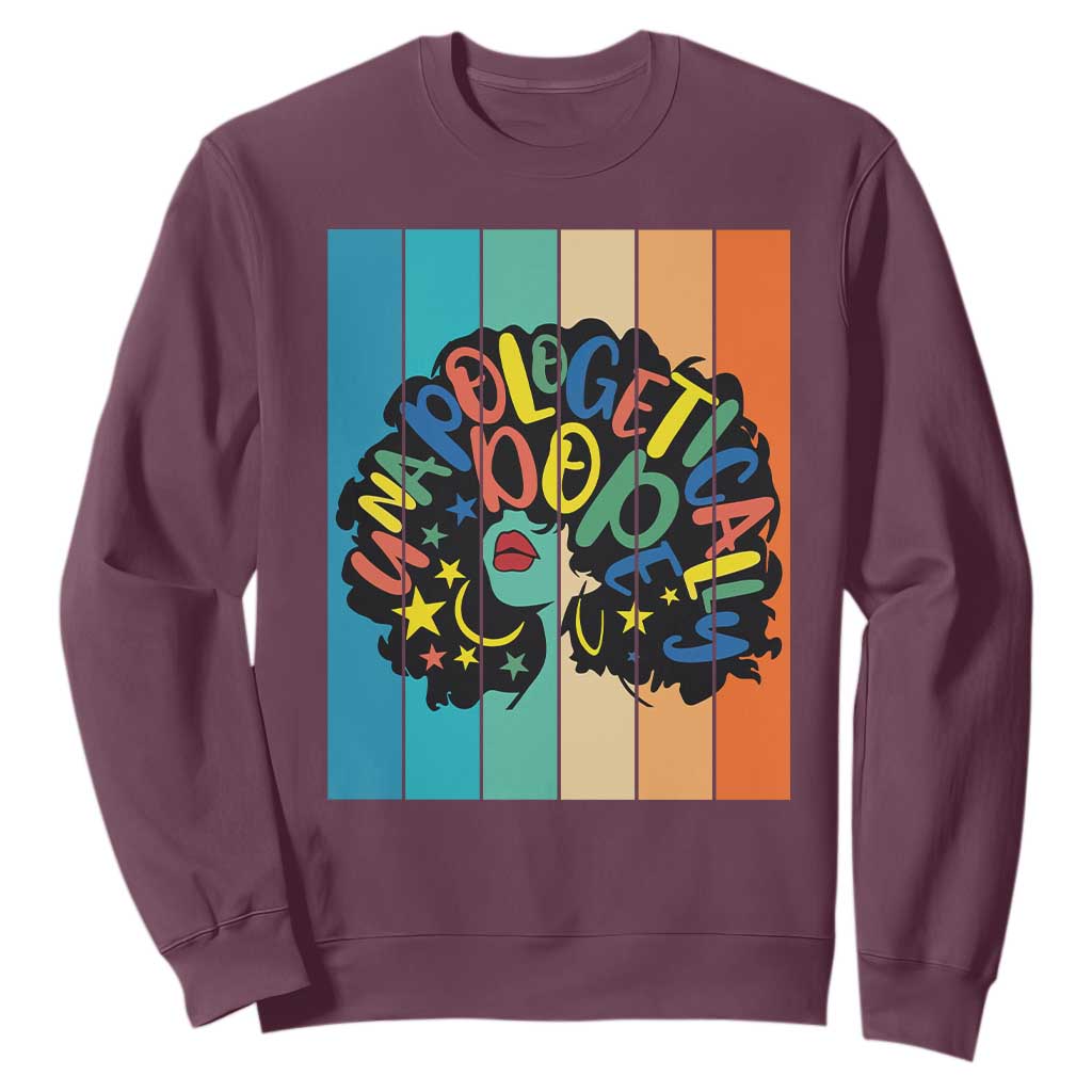Black Girl Magic Pride Sweatshirt Unapologetically Dope Retro Sunset TS12 Maroon Print Your Wear
