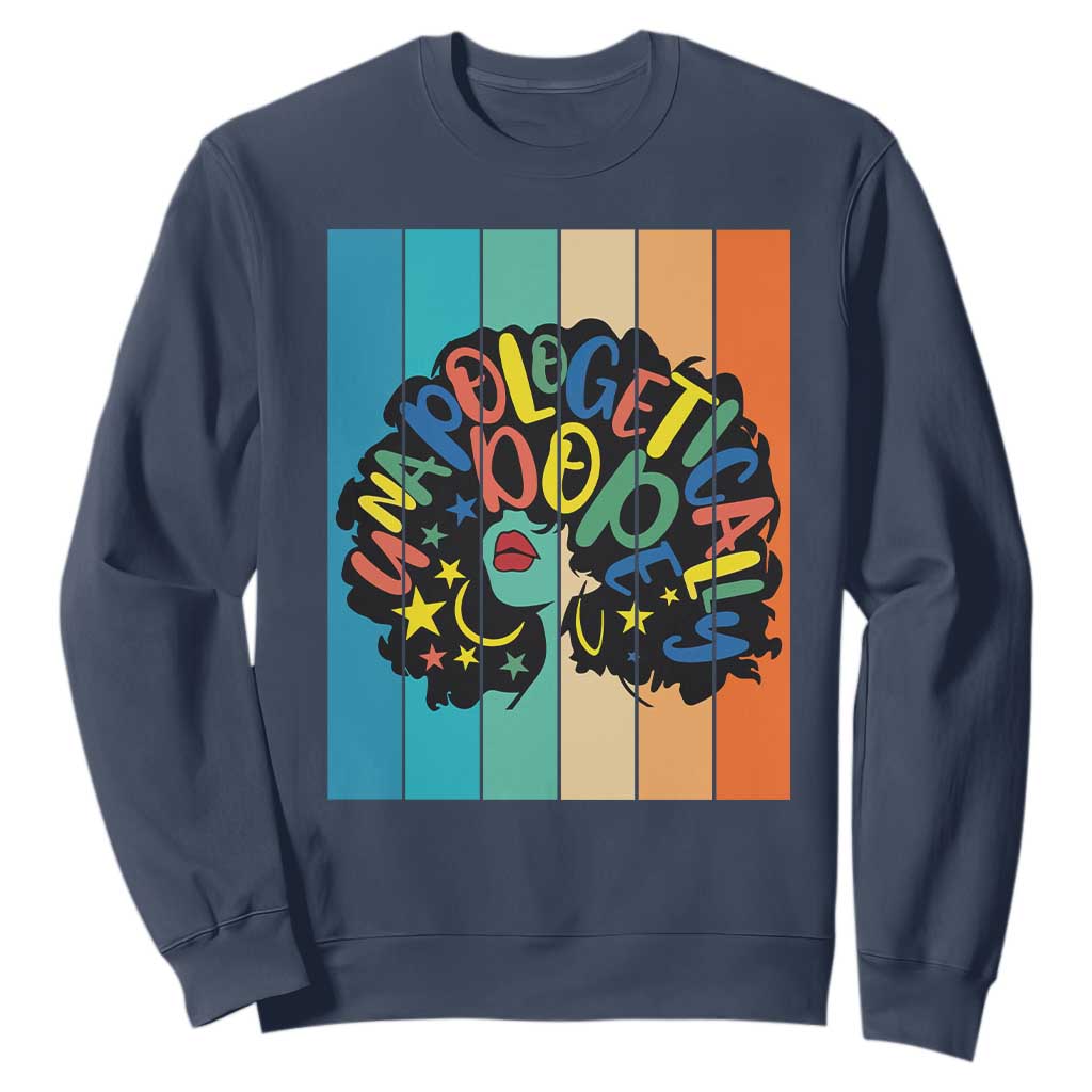 Black Girl Magic Pride Sweatshirt Unapologetically Dope Retro Sunset TS12 Navy Print Your Wear