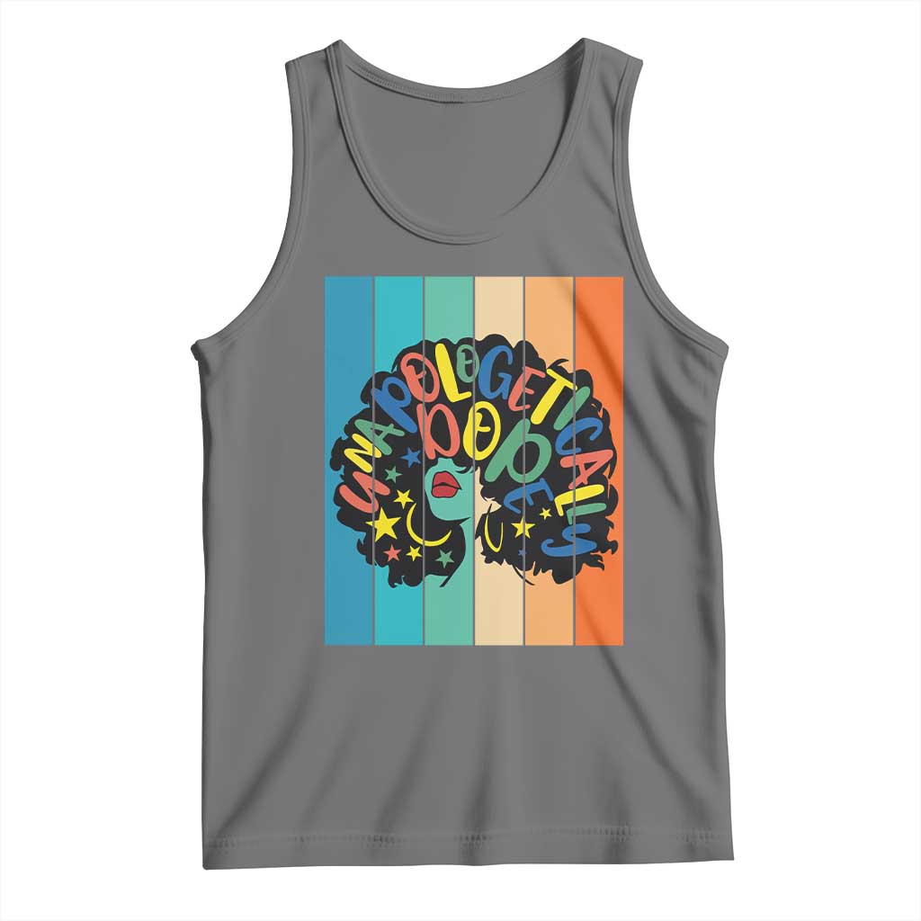 Black Girl Magic Pride Tank Top Unapologetically Dope Retro Sunset TS12 Black Heather Print Your Wear