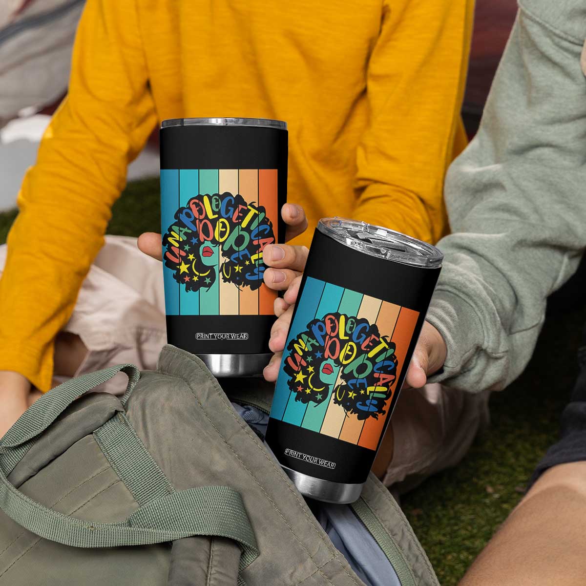 Black Girl Magic Pride Tumbler Cup Unapologetically Dope Retro Sunset TS12 Print Your Wear