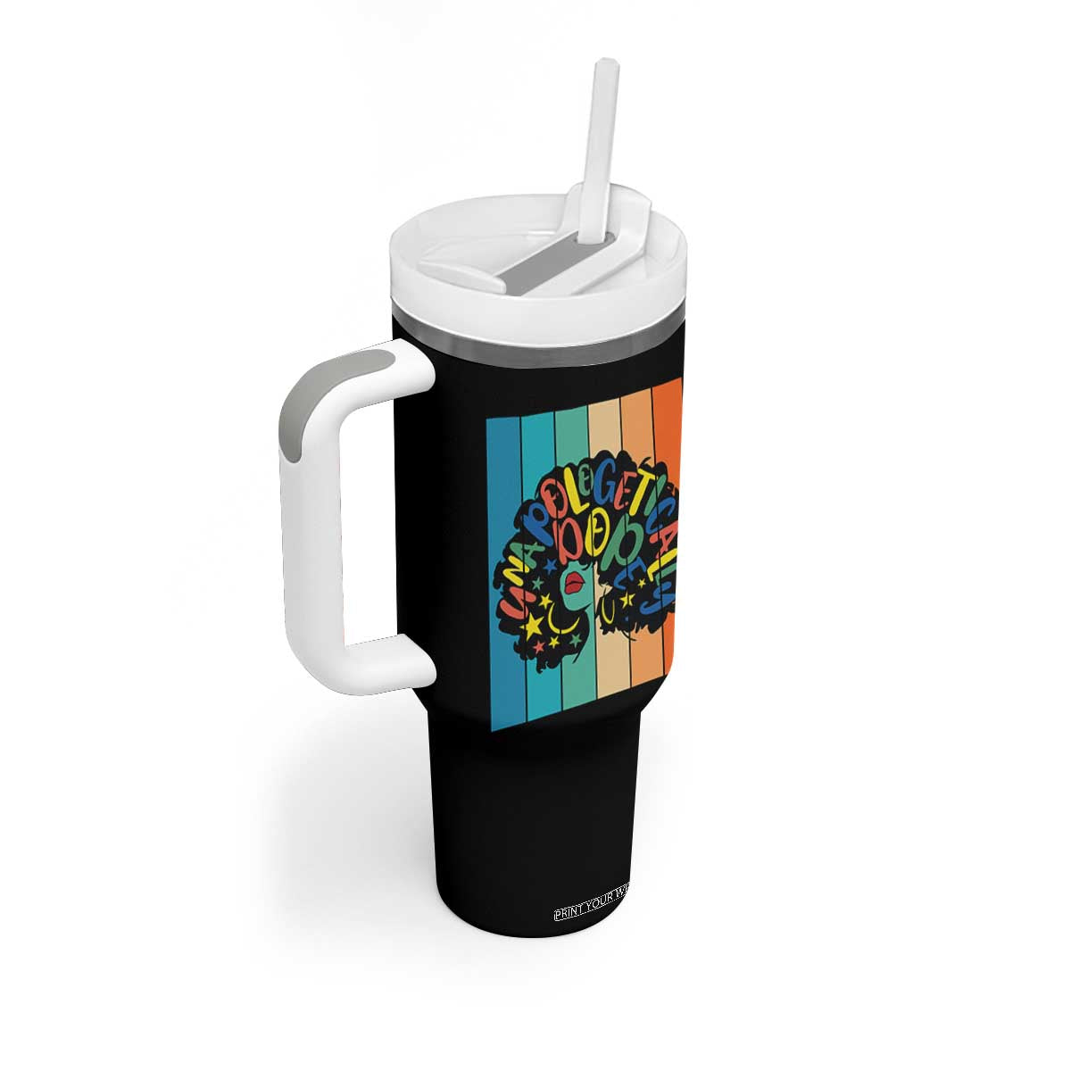 Black Girl Magic Pride Tumbler With Handle Unapologetically Dope Retro Sunset TS12 Print Your Wear