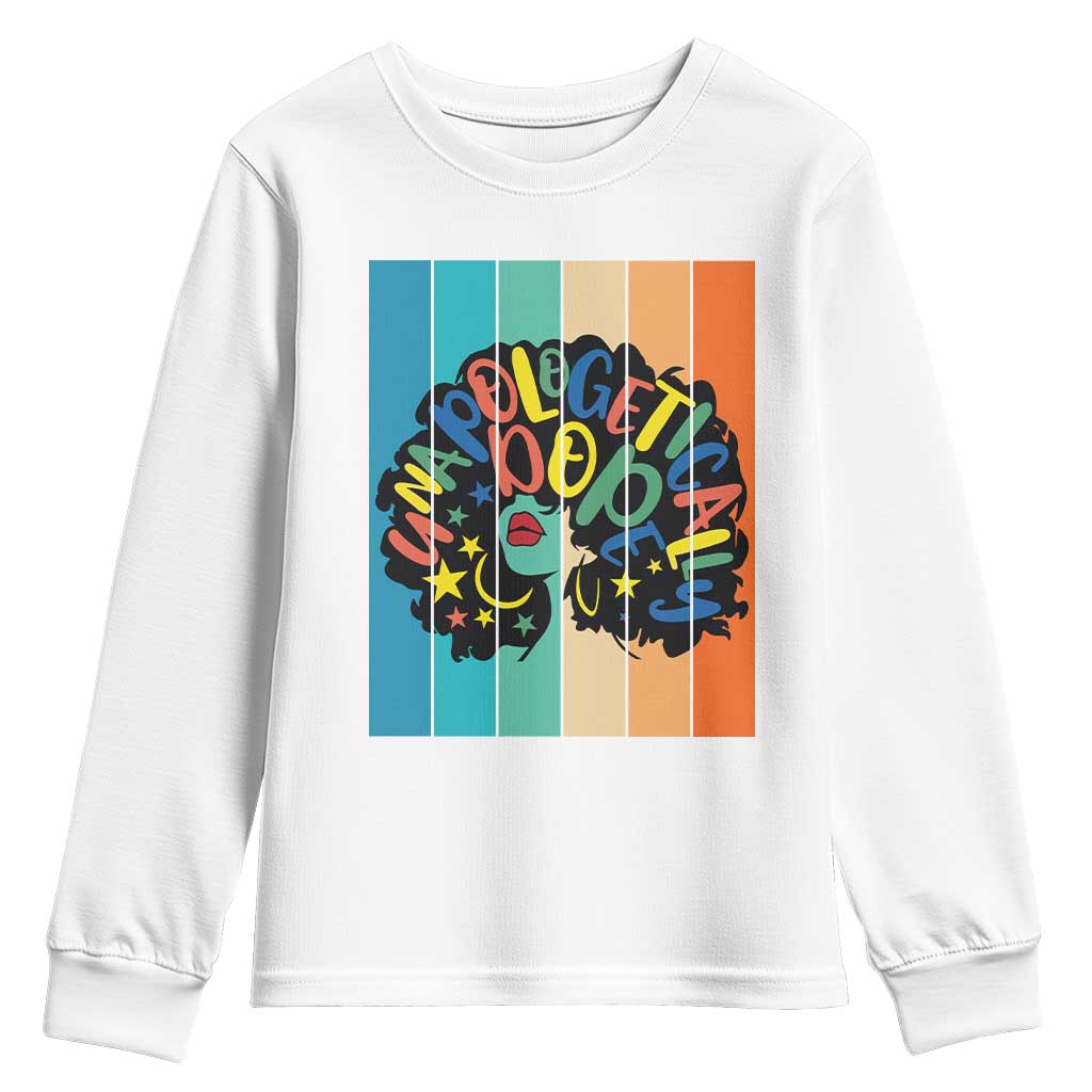 Black Girl Magic Pride Youth Sweatshirt Unapologetically Dope Retro Sunset TS12 White Print Your Wear