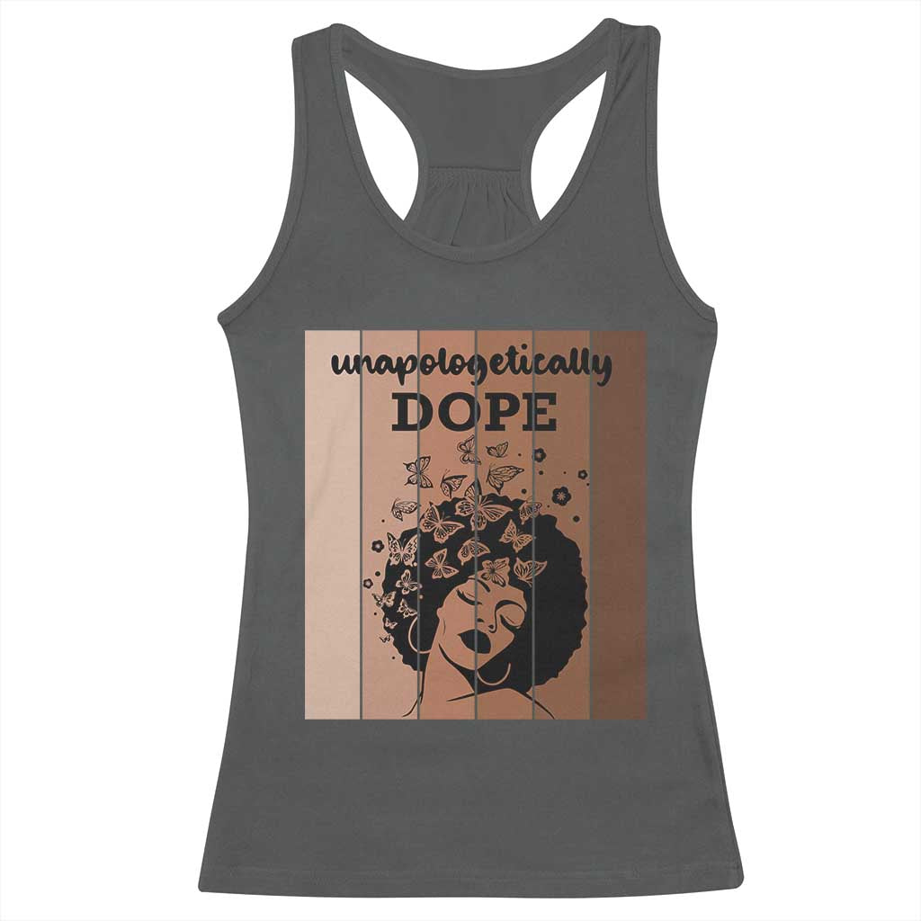 Inspirational Black Women Gift Racerback Tank Top Unapologetically Dope TS12 Dark Heather Print Your Wear
