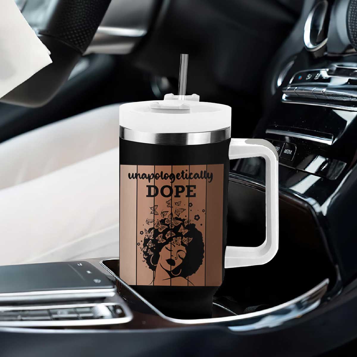 Inspirational Black Women Gift Tumbler With Handle Unapologetically Dope TS12 Print Your Wear