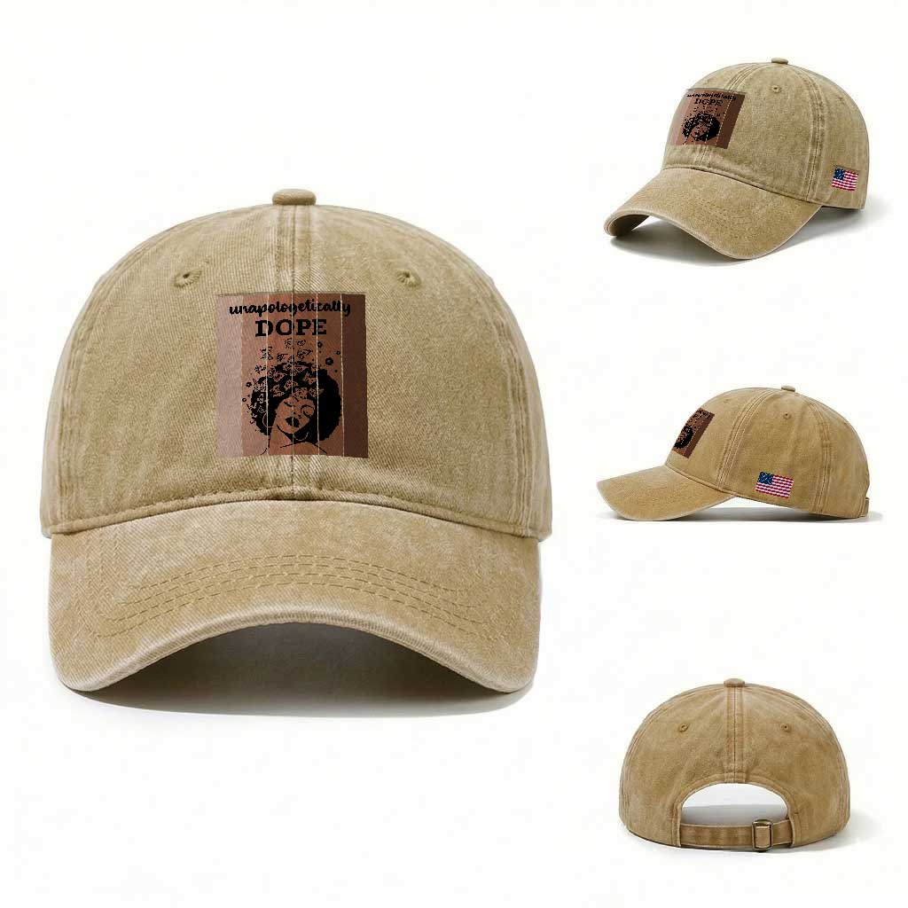 Inspirational Black Women Gift Washed Cotton Baseball Cap Unapologetically Dope TS12 Washed Cap Universal Fit Khaki Print Your Wear