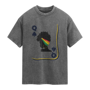 Black Woman Gift Washed Cotton T-Shirt Melanin Queen Card