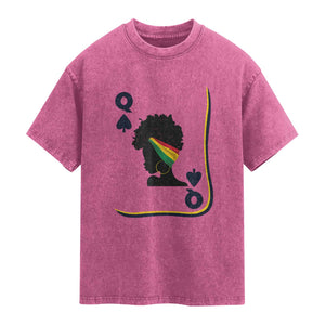 Black Woman Gift Washed Cotton T-Shirt Melanin Queen Card