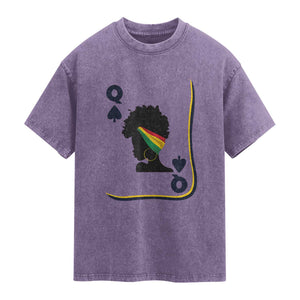 Black Woman Gift Washed Cotton T-Shirt Melanin Queen Card