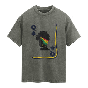 Black Woman Gift Washed Cotton T-Shirt Melanin Queen Card