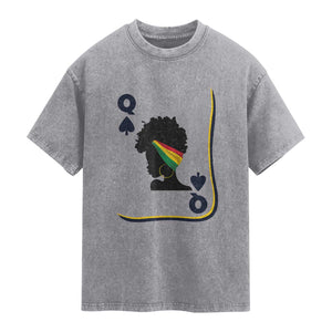 Black Woman Gift Washed Cotton T-Shirt Melanin Queen Card