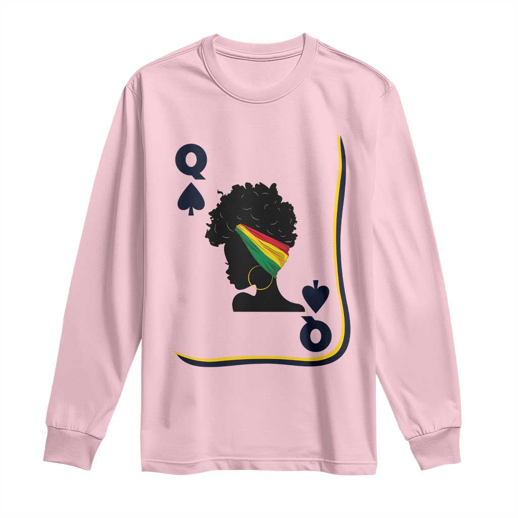 Black Woman Gift Long Sleeve Shirt Melanin Queen Card TS12 Light Pink Print Your Wear