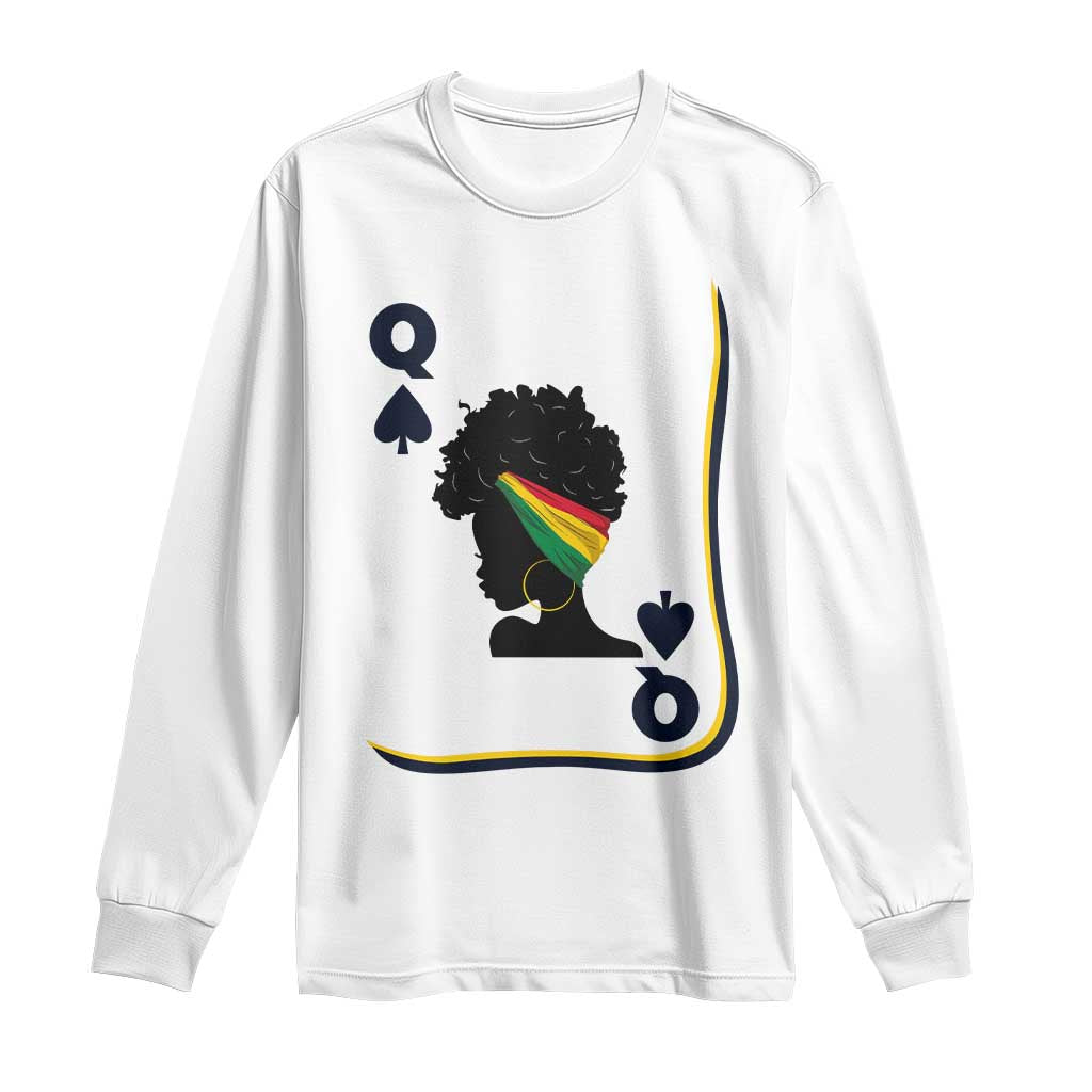 Black Woman Gift Long Sleeve Shirt Melanin Queen Card TS12 White Print Your Wear
