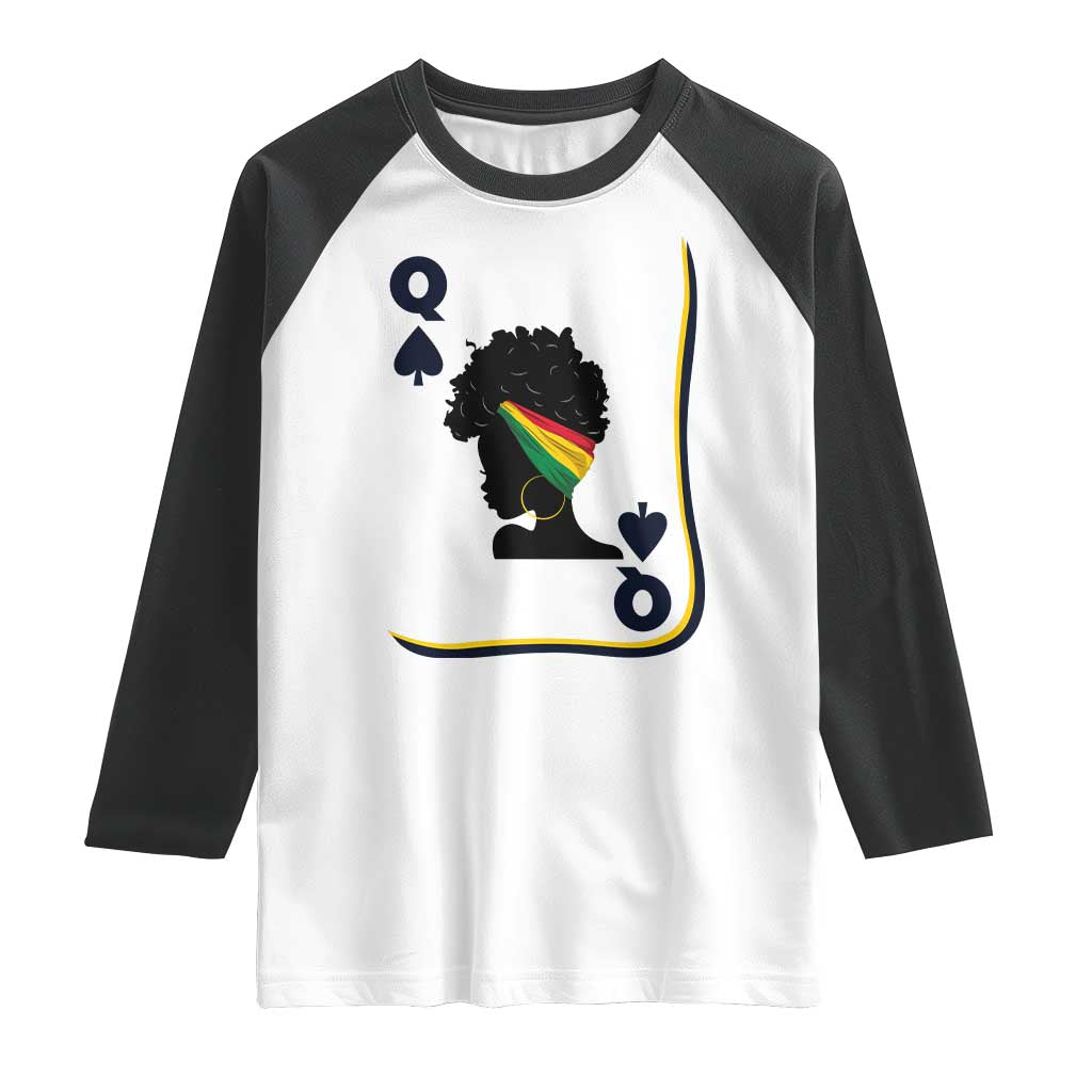 Black Woman Gift Raglan Shirt Melanin Queen Card TS12 White Black Print Your Wear
