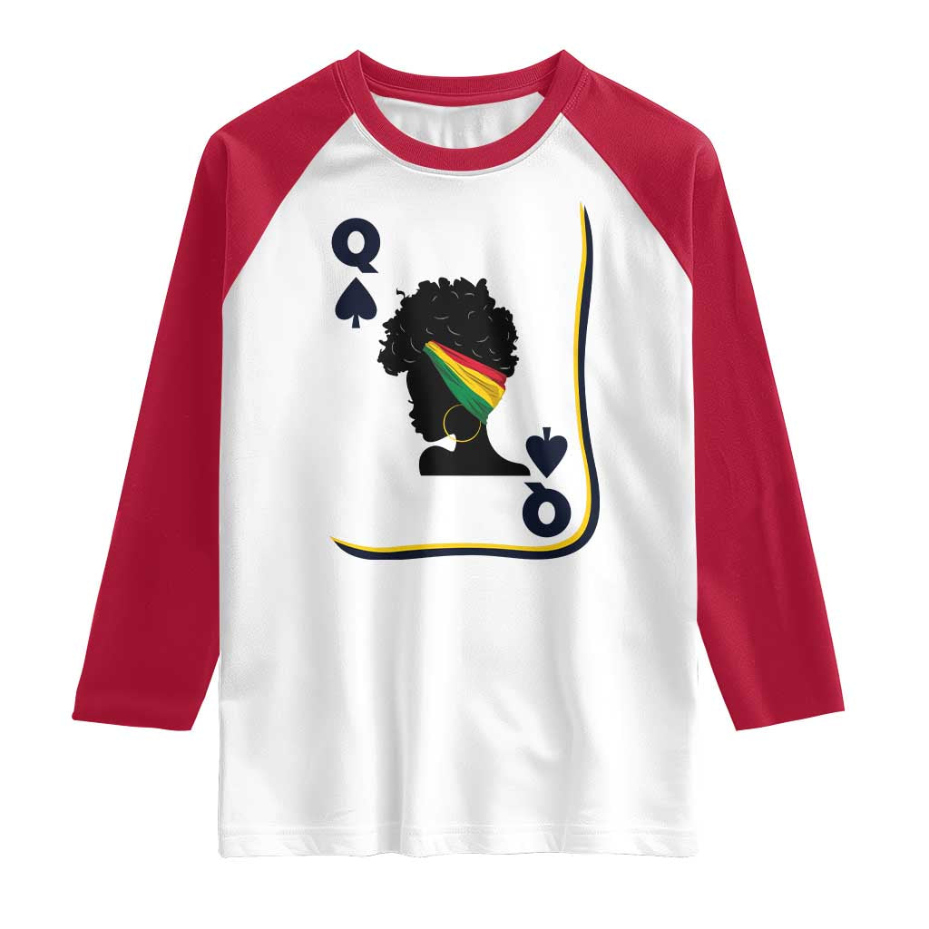Black Woman Gift Raglan Shirt Melanin Queen Card TS12 White Red Print Your Wear