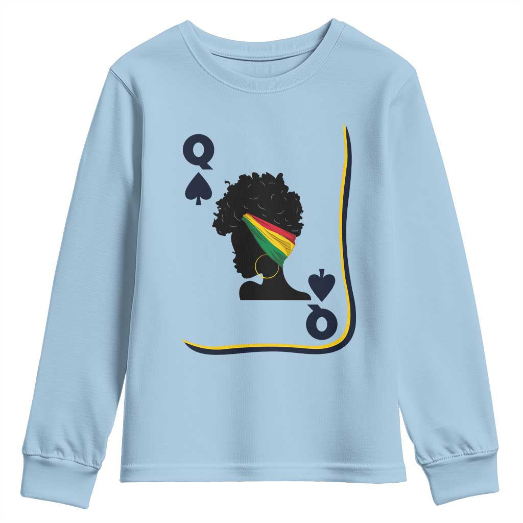 Black Woman Gift Youth Sweatshirt Melanin Queen Card TS12 Light Blue Print Your Wear