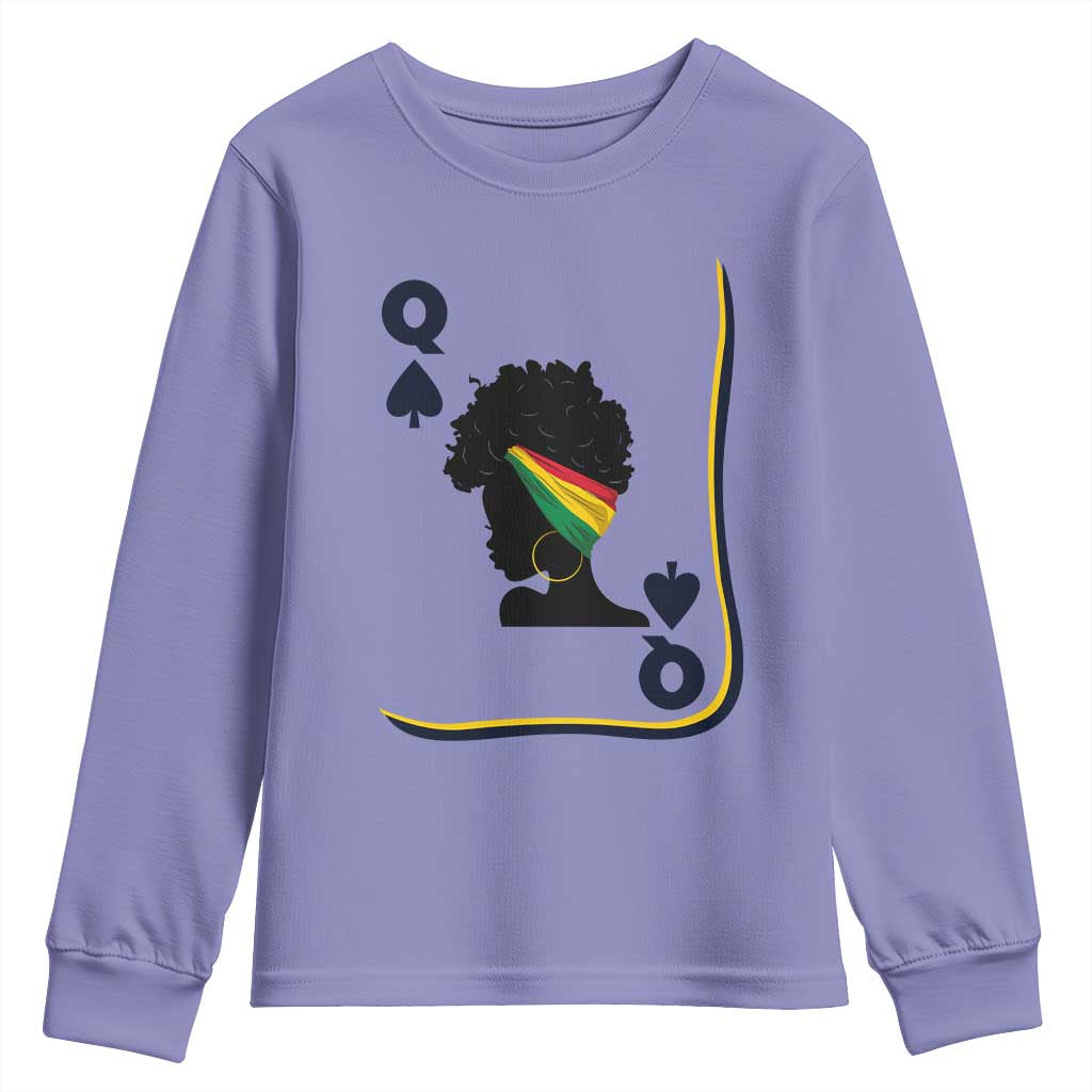 Black Woman Gift Youth Sweatshirt Melanin Queen Card TS12 Violet Print Your Wear