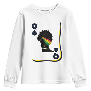 Black Woman Gift Youth Sweatshirt Melanin Queen Card TS12 White Print Your Wear