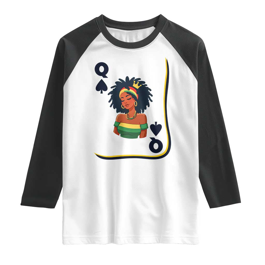 Queen Of Spades Black Girl Raglan Shirt African American Women Pride TS12 White Black Print Your Wear