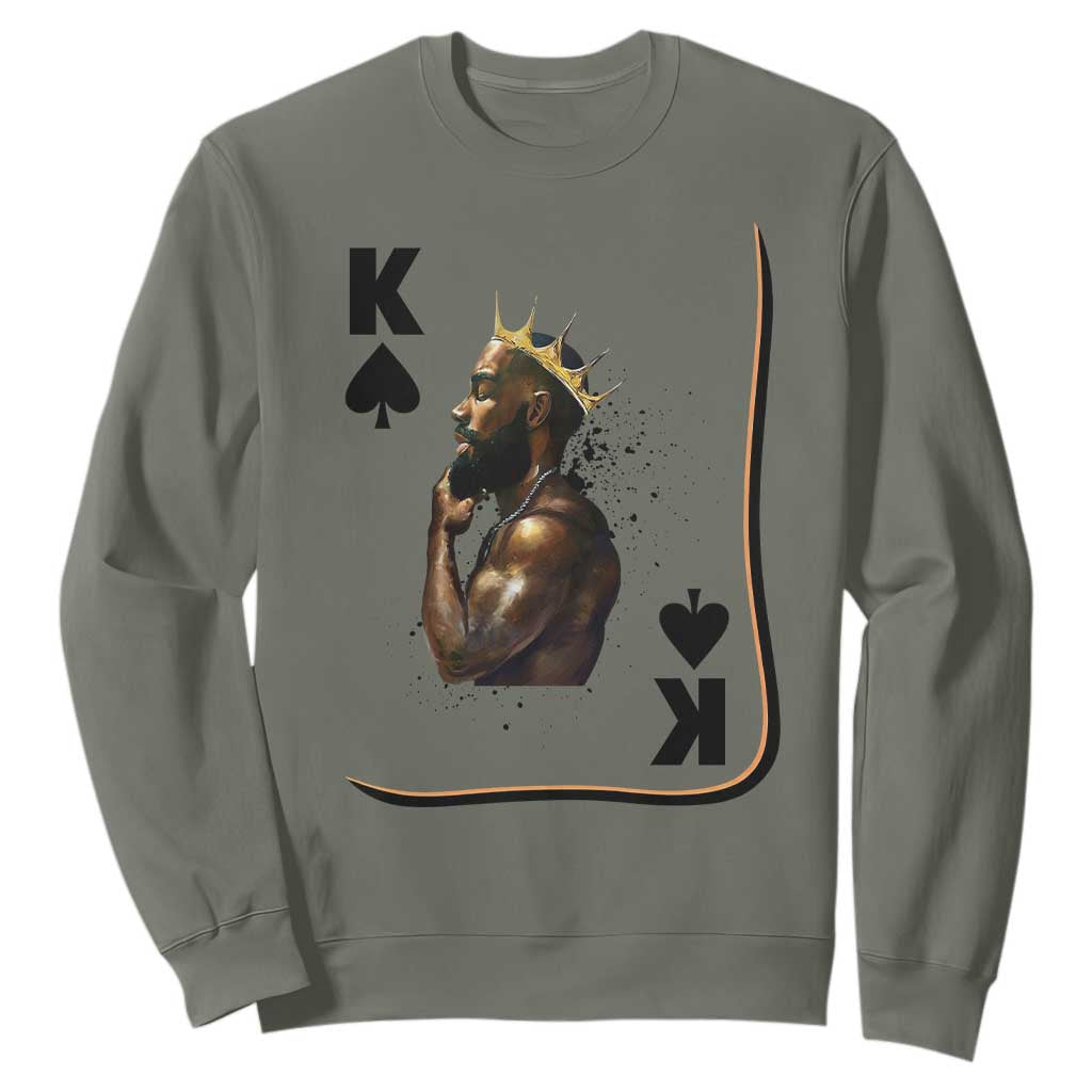 King Of Spades Black Man Sweatshirt African American Men Pride TS12 Military Green Print Your Wear