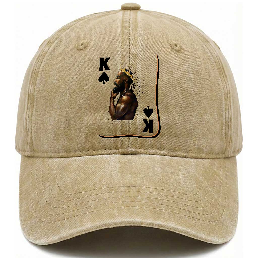 King Of Spades Black Man Washed Cotton Baseball Cap African American Men Pride TS12 Print Your Wear