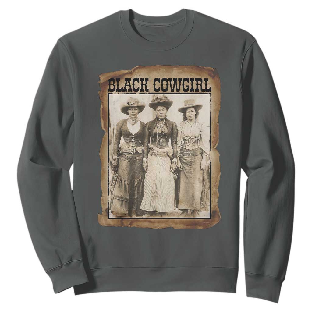 Black Cowgirl Pride Sweatshirt Western Black History Month Gift TS12 Dark Heather Print Your Wear