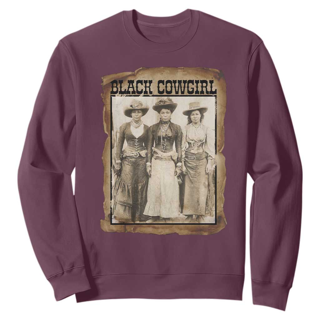 Black Cowgirl Pride Sweatshirt Western Black History Month Gift TS12 Maroon Print Your Wear