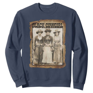 Black Cowgirl Pride Sweatshirt Western Black History Month Gift TS12 Navy Print Your Wear