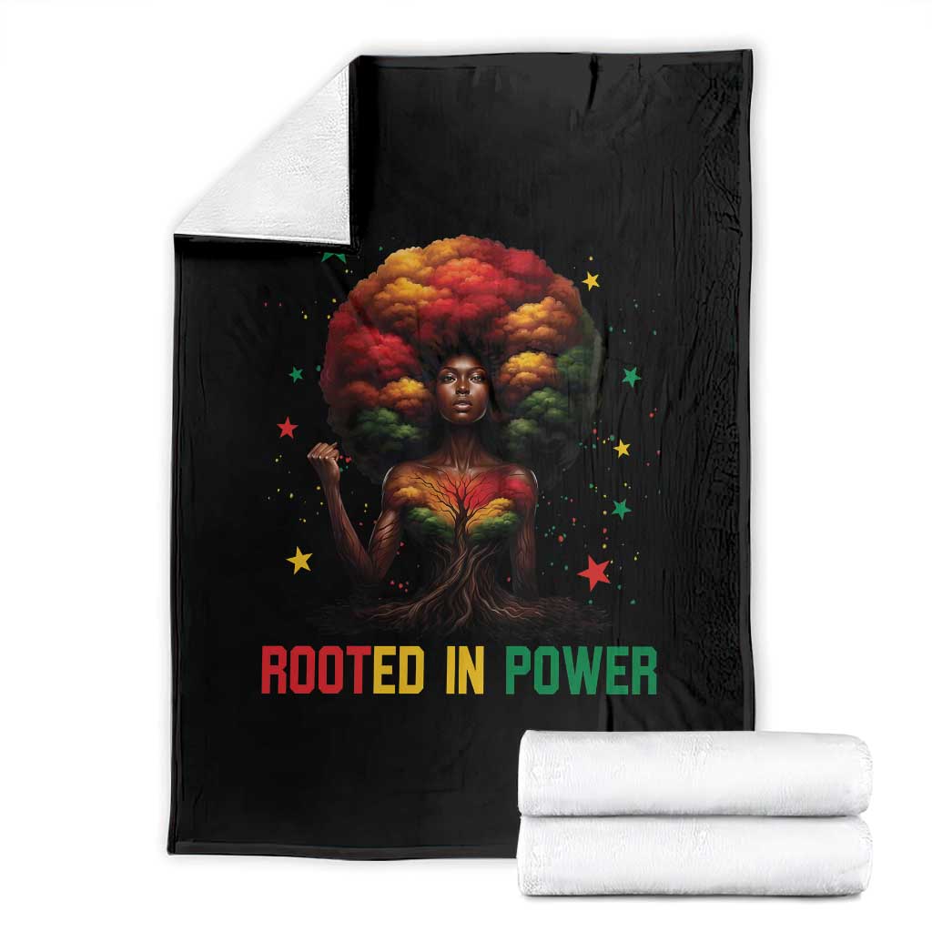Melanin Queen Rooted In Power Throw Blanket African American Afro Tree Of Life TS12 Black Print Your Wear