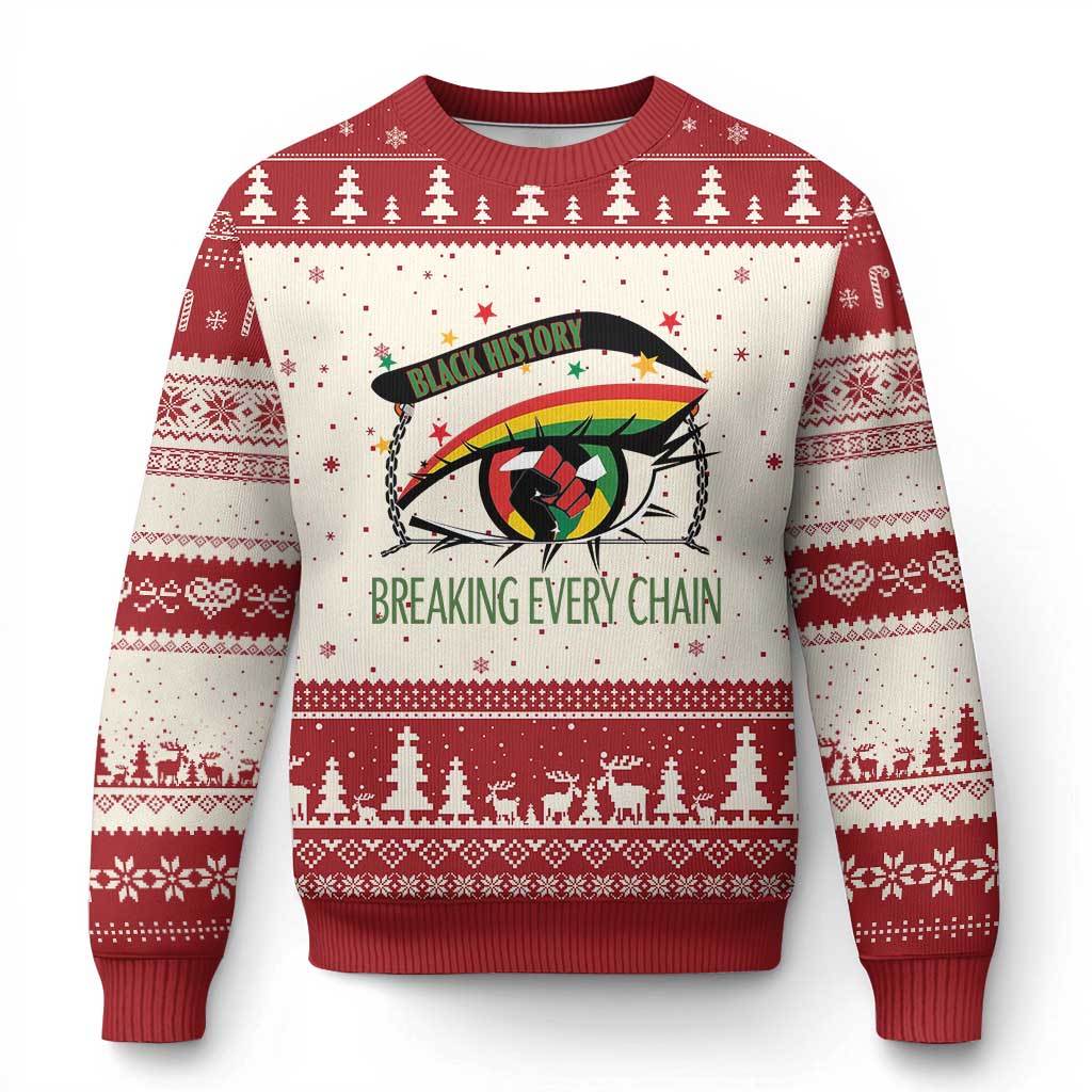 Breaking Every Chain Ugly Christmas Sweater Black History Month Freedom Gift TS12 Beige Red Print Your Wear